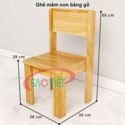 kích thước ghế mầm non bằng gỗ cao su S012VD