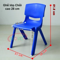 kích thước ghế mầm non nhựa đúc lớp chồi cao 28 cm S012NA3