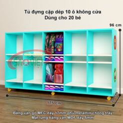 kích thước kệ để cặp giỏ dép mầm non bằng ván MFC phủ melamin S014TCD03