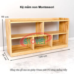 kích thước kệ đồ chơi mầm non montessori bằng gỗ S014VB01