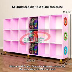 kích thước kệ đựng 36 giỏ cặp mầm non bằng ván MFC S014TC01