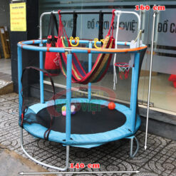 kích thước sàn nhún trampoline sasuke cho bé đa năng kết hợp võng xà đu và bóng rỗ S16N4A