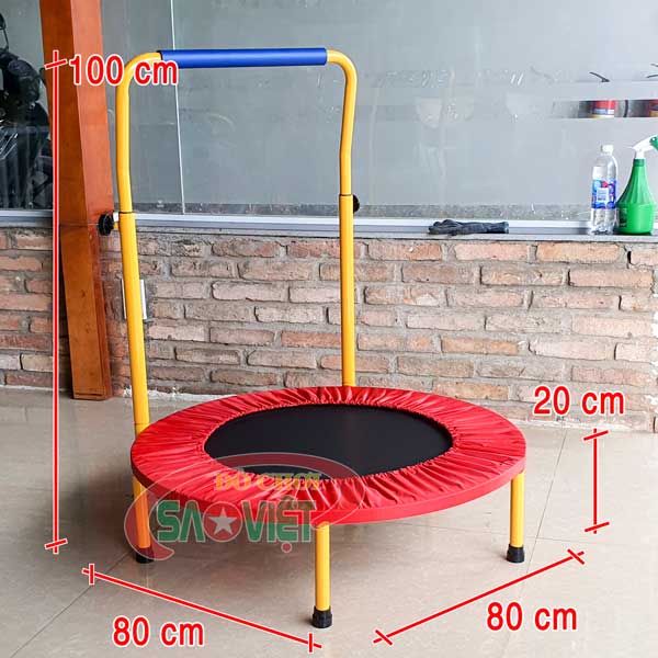 kích thước thảm nhún trampoline lò xo mini cho bé có tay vịn S23NA11