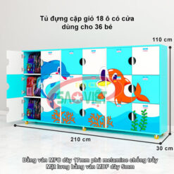 kích thước tủ đựng 36 cặp giỏ mầm non có cửa bằng ván MFC S014TC02