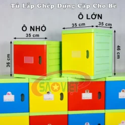 kích thước tủ đựng cặp của trẻ bằng nhựa cao cấp S014TCAP09