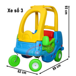 kích thước xe chòi chân 4 bánh Cảnh Sát cho bé S18N01C