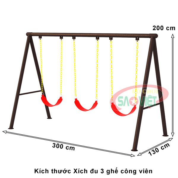 kích thước xích đu 3 ghế ngoài trời dành cho công viên S15N23C