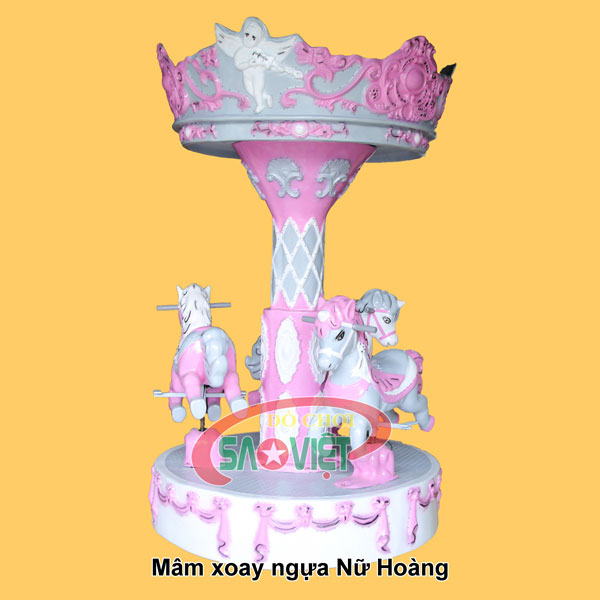 mâm xoay 3 con ngựa Nữ Hoàng cho khu vui chơi S14BV02