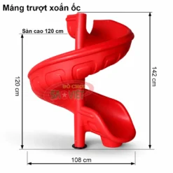 máng trượt xoắn ốc cao 120cm màu đỏ NL4D12R