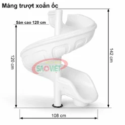 máng trượt xoắn ốc cao 120cm màu trắng NL4D12W