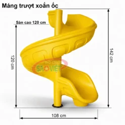 máng trượt xoắn ốc cao 120cm màu vàng NL4D12Y