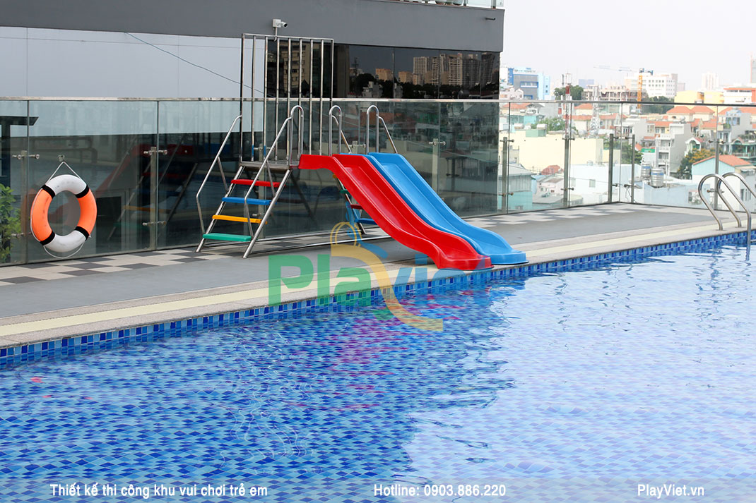 mẫu khu vui chơi cầu trượt bể bơi bằng nhựa composite ngoài trời S03V027