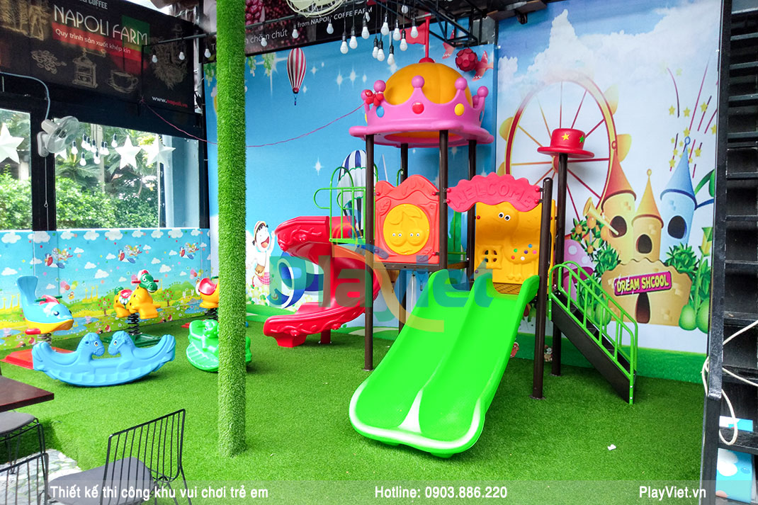 Mô hình khu vui chơi trẻ em ngoài trời 30m2 kết hợp quán Coffee S19002