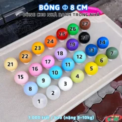 màu sắc bóng nhựa 8 cm dùng cho nhà banh trong nhà S08V0A