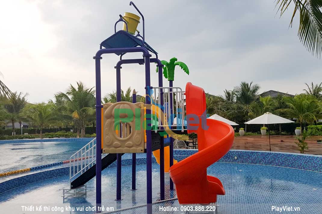 mô hình khu vui chơi cầu trượt nước hồ bơi cho trẻ em S1802