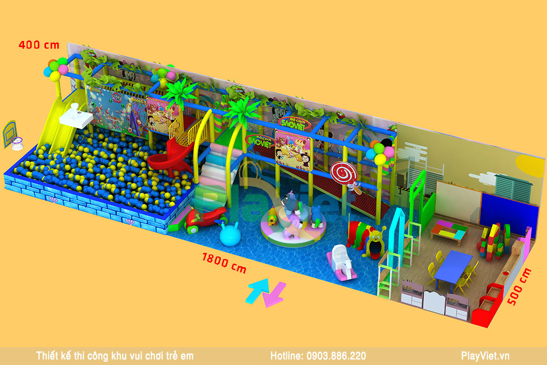 mô hình khu vui chơi liên hoàn trong nhà 90 m2 S2011