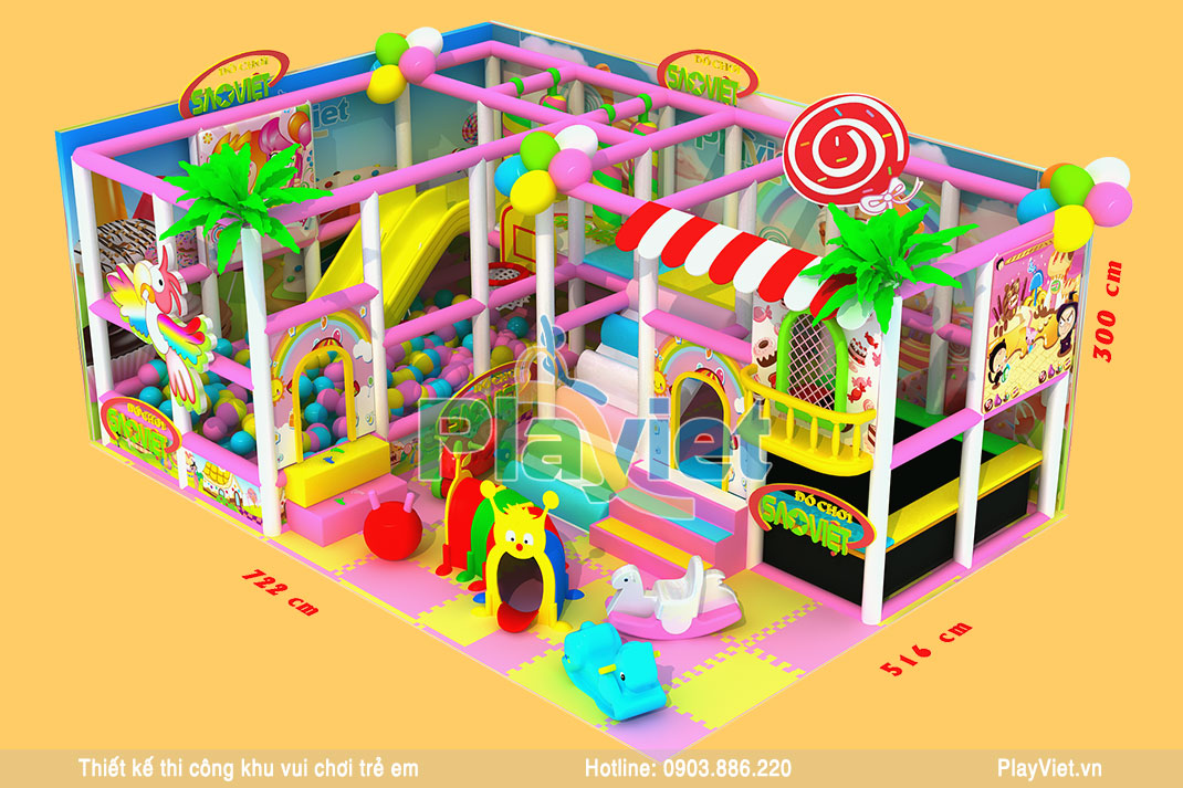 mô hình khu vui chơi trẻ em 40 m2 chơi miễn phí cho quán cafe S2007