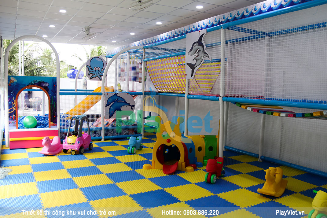 mô hình thi công khu vui chơi trẻ em trong nhà 150m2 Hồng Huệ Bến Tre