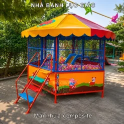 nhà bóng lục giác có mái bằng nhựa composite S08V11