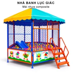 nhà bóng lục giác có mái bằng nhựa composite S08V11