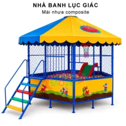 nhà bóng lục giác có mái bằng nhựa composite S08V11