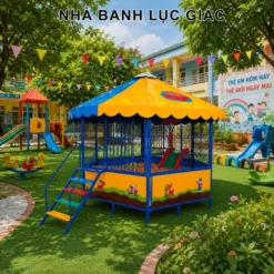 nhà bóng lục giác có mái bằng nhựa composite S08V11