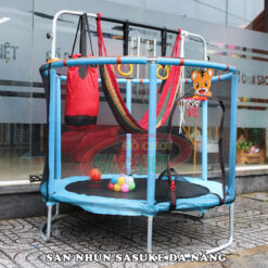 sàn nhún trampoline sasuke cho bé đa năng kết hợp võng xà đu và bóng rỗ S16N4A