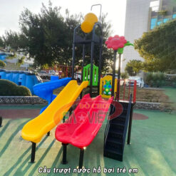 thi công lắp đặt cầu trượt nước liên hoàn cho hồ bơi trẻ em S03NW13