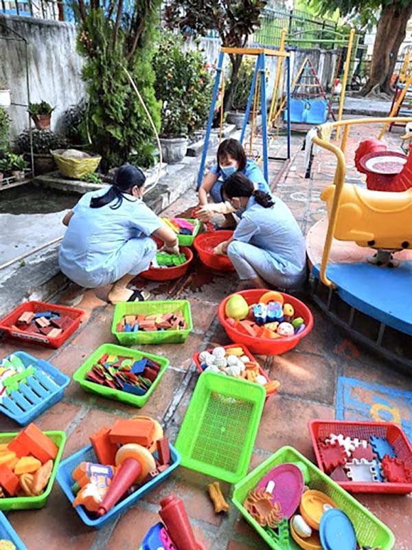trường mầm non triển khai phòng chống dịch bệnh viêm đường hô hấp cấp corona nvov