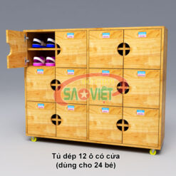 tủ đựng 24 đôi giày dép mầm non có cửa S014TD01
