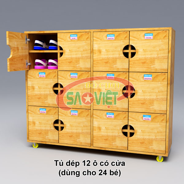tủ đựng 24 đôi giày dép mầm non có cửa S014TD01