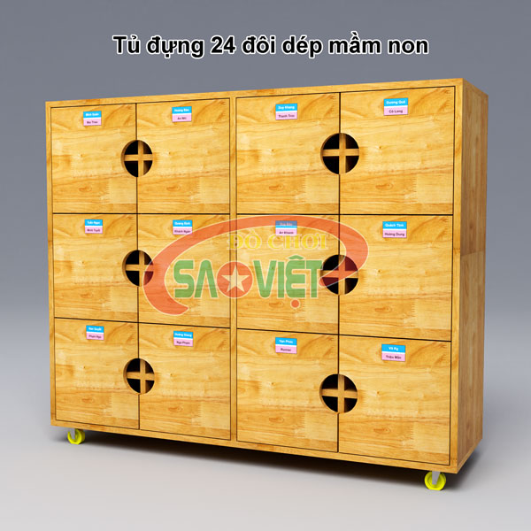 tủ đựng 24 đôi giày dép mầm non có cửa S014TD01